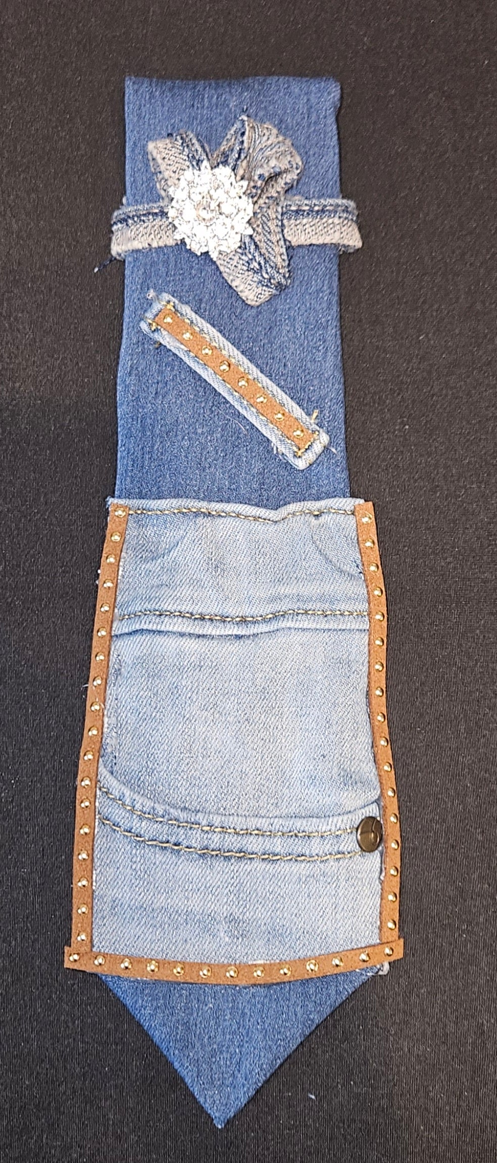 Denim colorblock ties