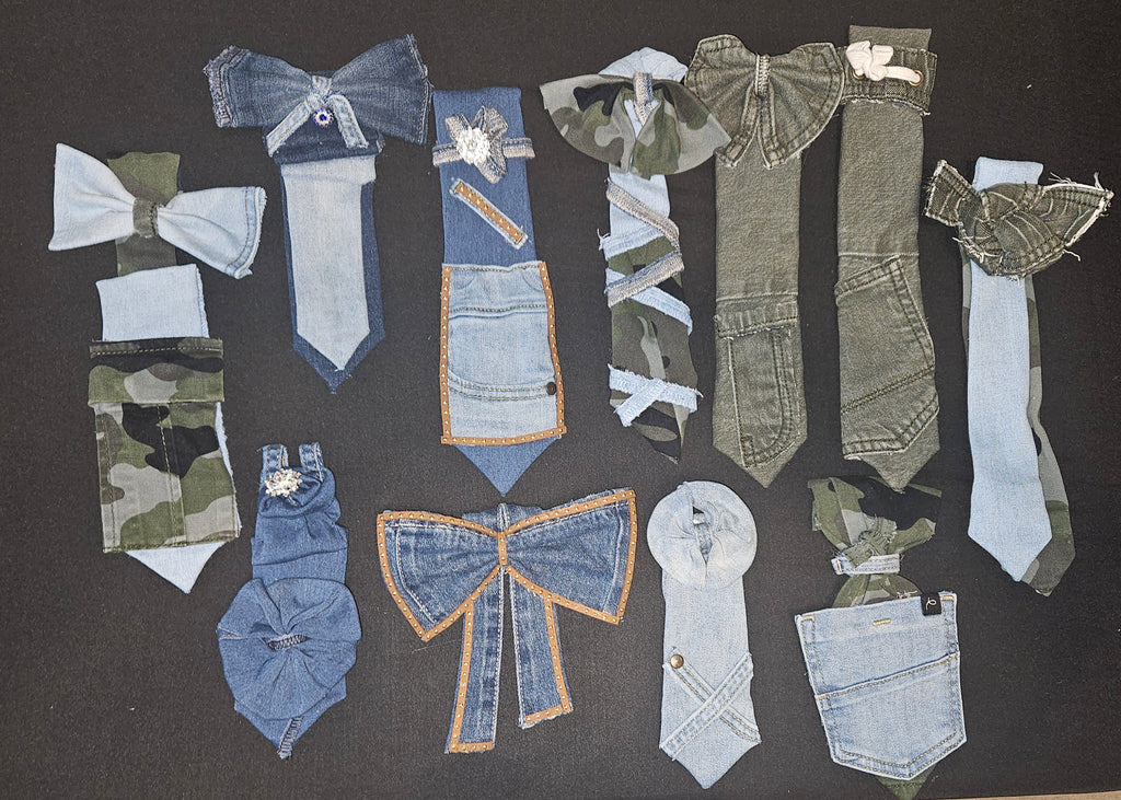 Denim colorblock ties