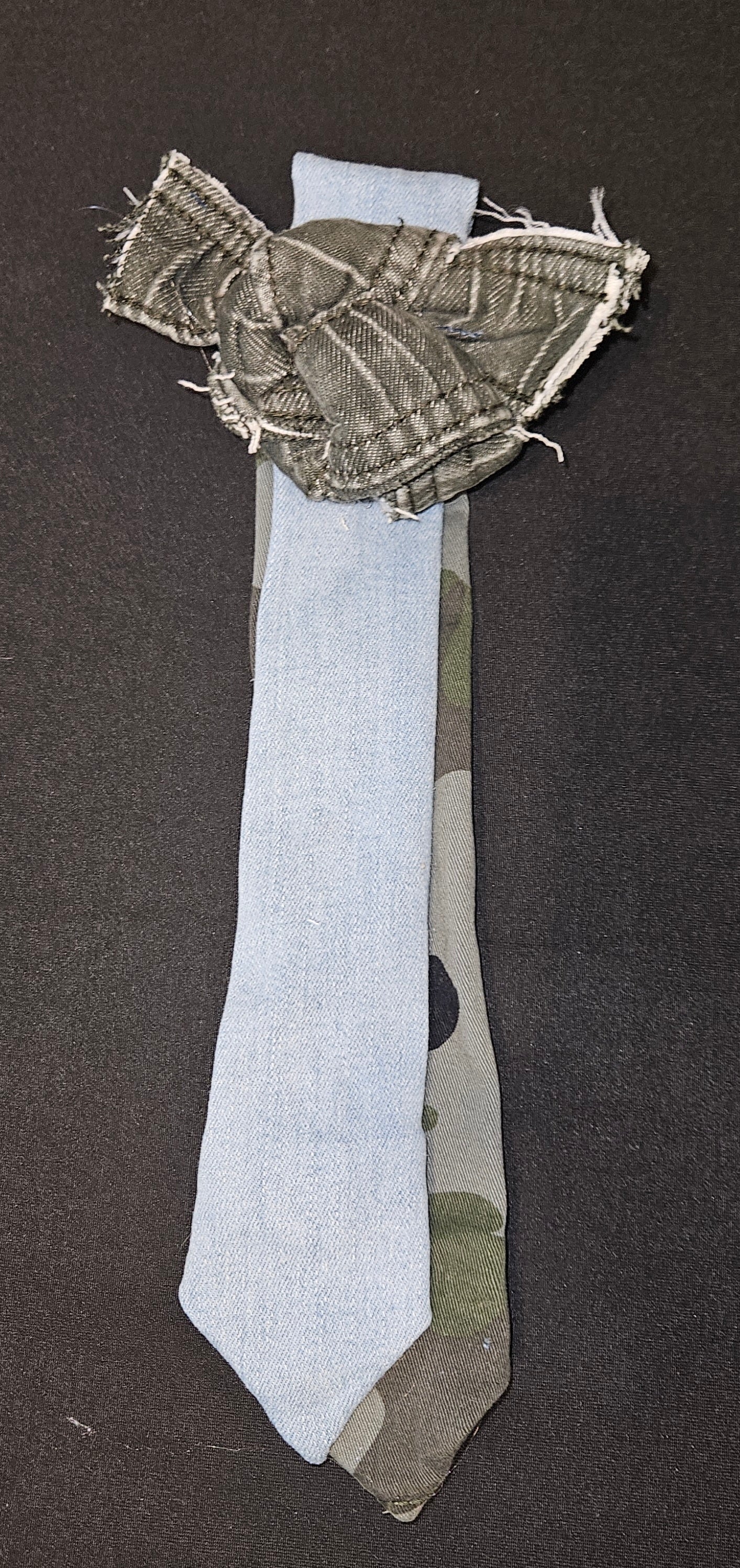 Denim colorblock ties