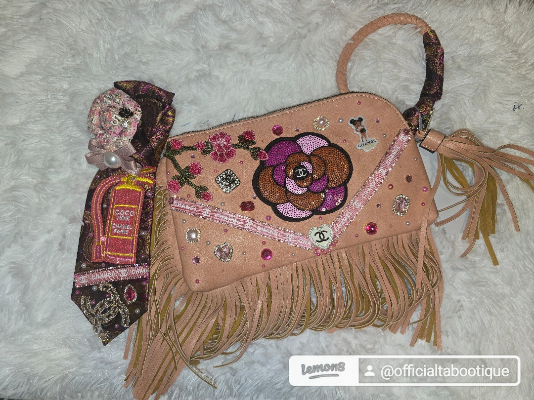 Pink passion fringe purse set